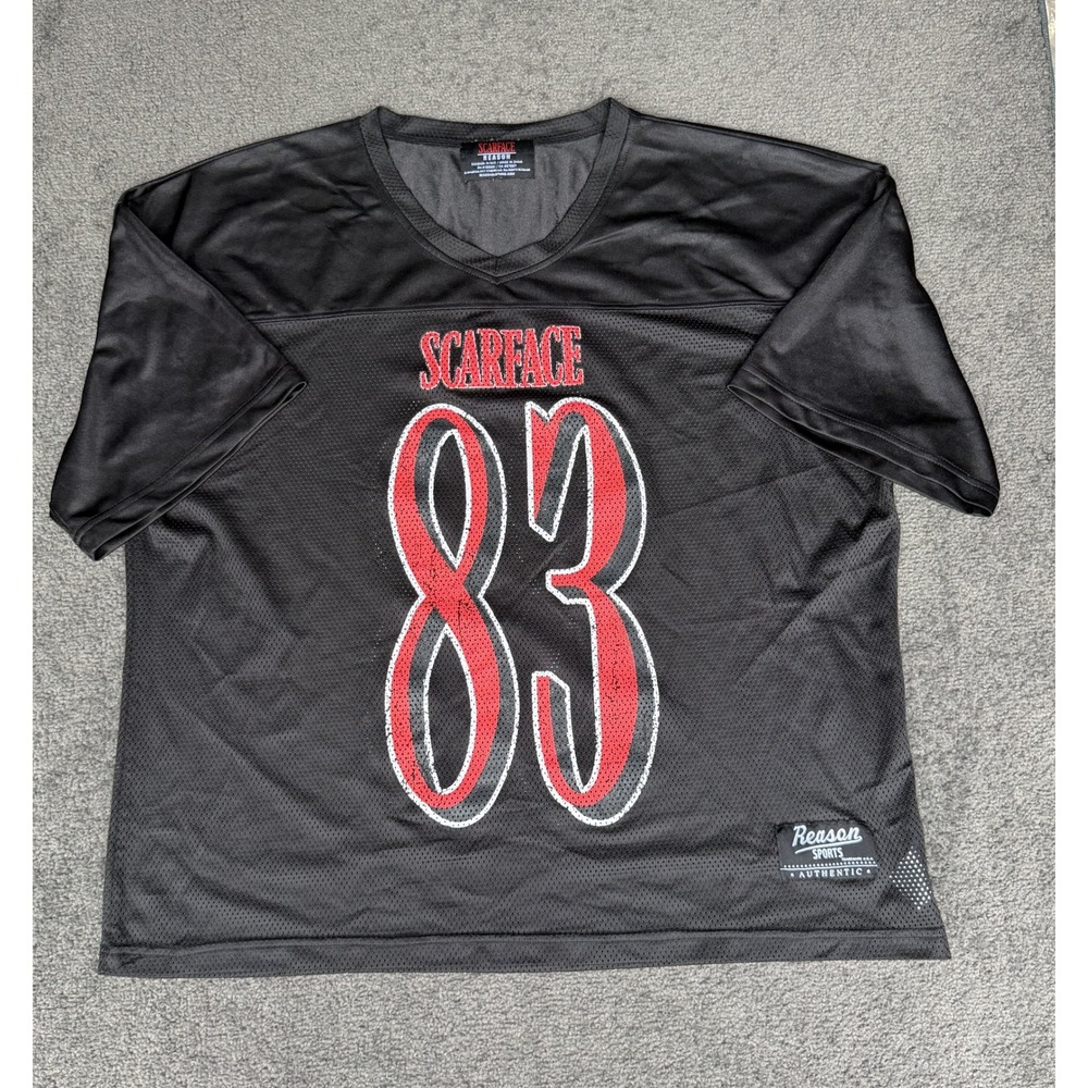 Reason Scarface 83 Tony Montana Football Jersey Black Mesh Mens Large SF-206